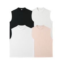 韩路男装 纯棉宽松坎肩短袖T恤夏季新款复古休闲运动风无袖背心q