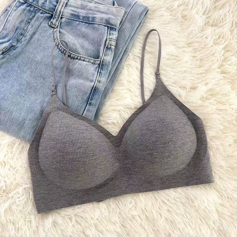 挂脖吊带美背内衣女小胸聚拢加厚显大无痕交叉u型大露背文胸罩夏|undefined