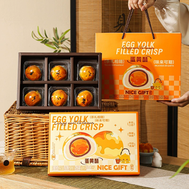 2024 новый праздник середины осени яичный желток хрустящая упаковочная коробка 6 штук ручной ручной ручной ручной росписи высококлассная выпечка пустая подарочная коробка