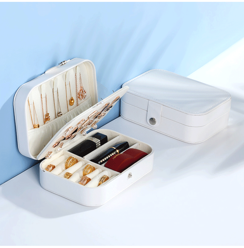 153g Weight Jewelry Boxes Jewelry Making Type Jewelry Boxes Classification 1 Piece Quantity Lady Simple Style Solid Color Pu Leather Jewelry Boxes