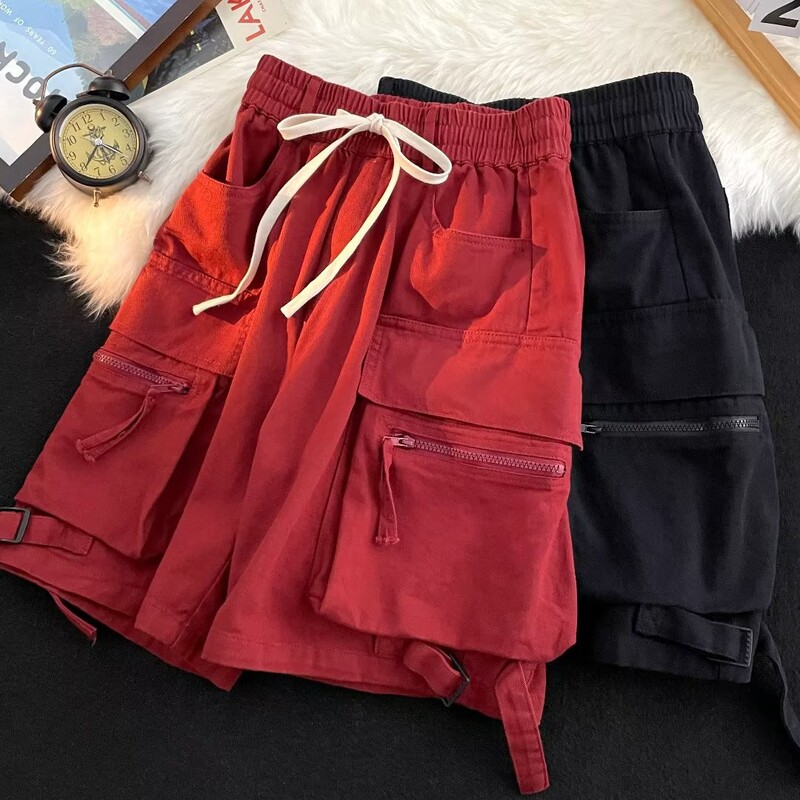 American Basketball Zipper Functional Cargo Shorts Men's Summer Trendy Brand High-End Sports Pants Quick-Drying Running Pants