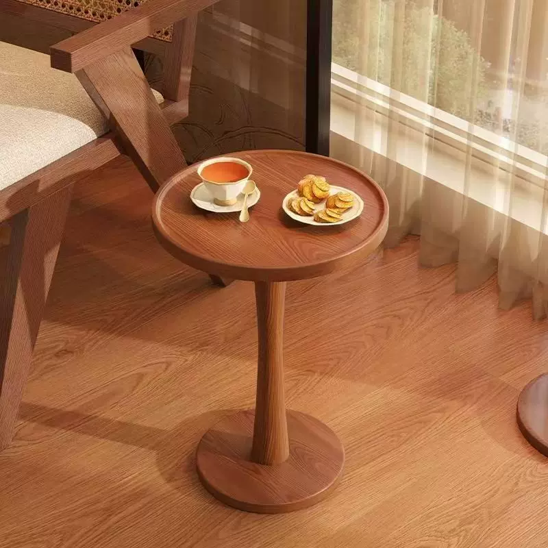 创意卧室简约床头柜桌子移动置物架实木阳台小圆床头茶几客厅沙发