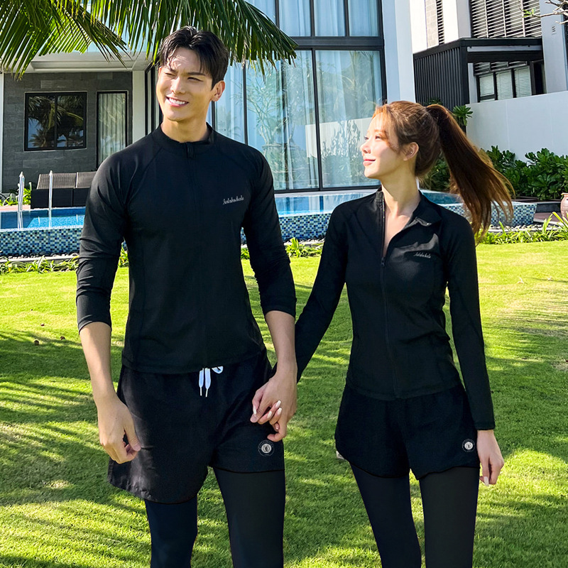 Factory direct South Korea diving suit couple long sleeve jellyfish swimsuit split zipper trousers snorkeling surfing suit