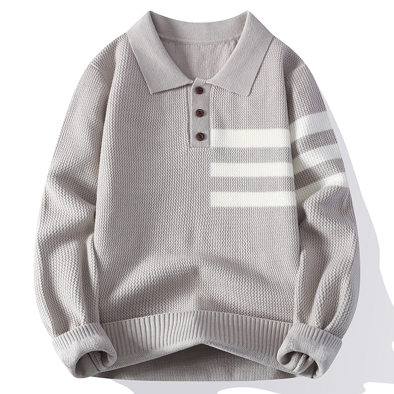 Polo camiseta de punto a rayas suéter hombre de negocios otoño invierno suéter comercio exterior transfronterizo mayorista ropa de hombre