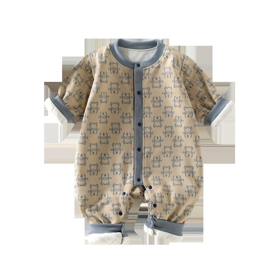 Baby Cotton-padded jumpsuit Thickened Thermal Underwear Newborn Clothes Autumn and Winter Hatshirt Shopper Climbing Clothes Baby Clothes