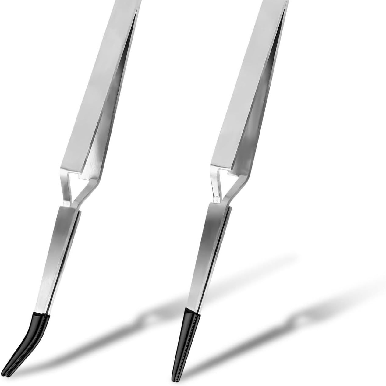 不锈钢十字锁镊子直和弯曲弯曲的尖头橡胶尖端焊接直弯镊子