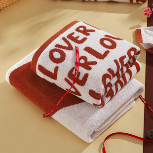 Bath Towel Cotton Hand Gift Love Bath Towel Thickened Soft Absorbent Red Towel Wedding Towel Return Gift