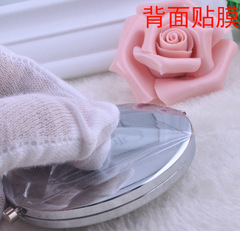 Portable makeup mirror with resin peony flower, foldable dual-sided portable makeup and beauty mirror with logo engraving