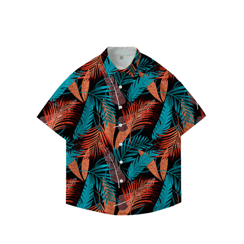 Hollywood Retro Men's and Women's Hawaiian Flower Shirts - Men's Summer T-Shirts - Short Sleeve Half Sleeve Loose Couple's Tops for Men