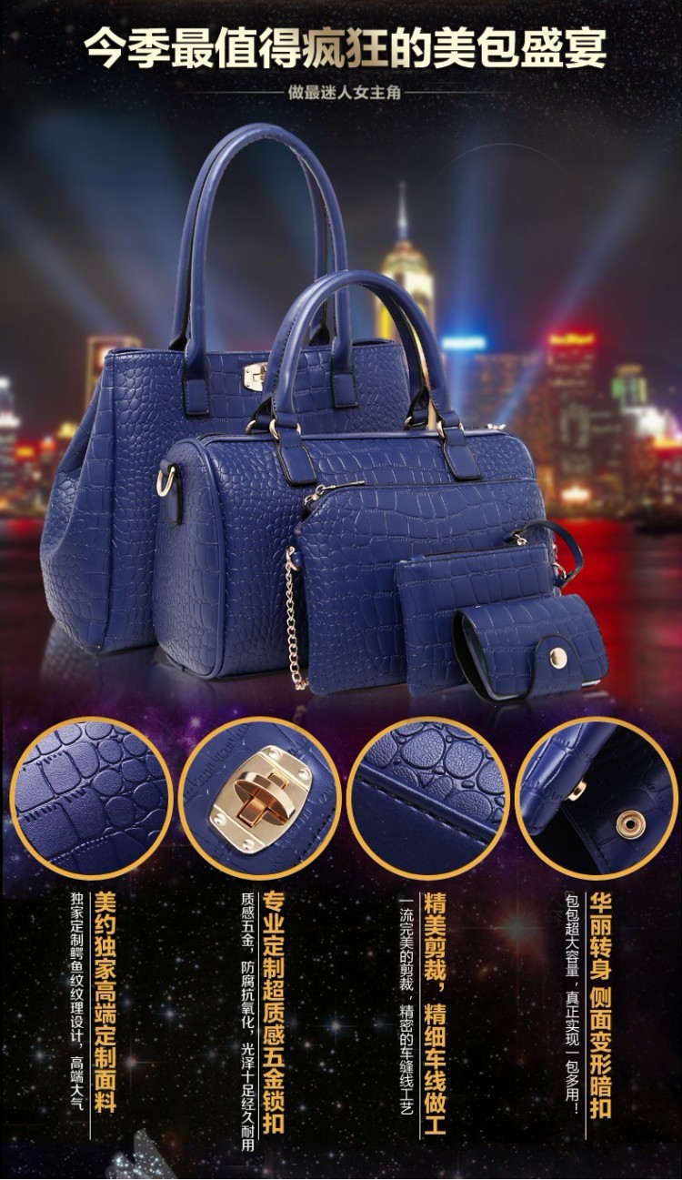 The first generation of the classic cross-border women's bag, the crocodile pattern mother-and-child bag five-piece set, single-shoulder crossbody handbag for Spring 2024 is now available undefined