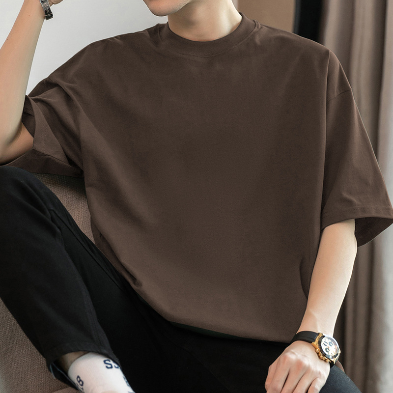 커피 라운드넥 반소매 코튼