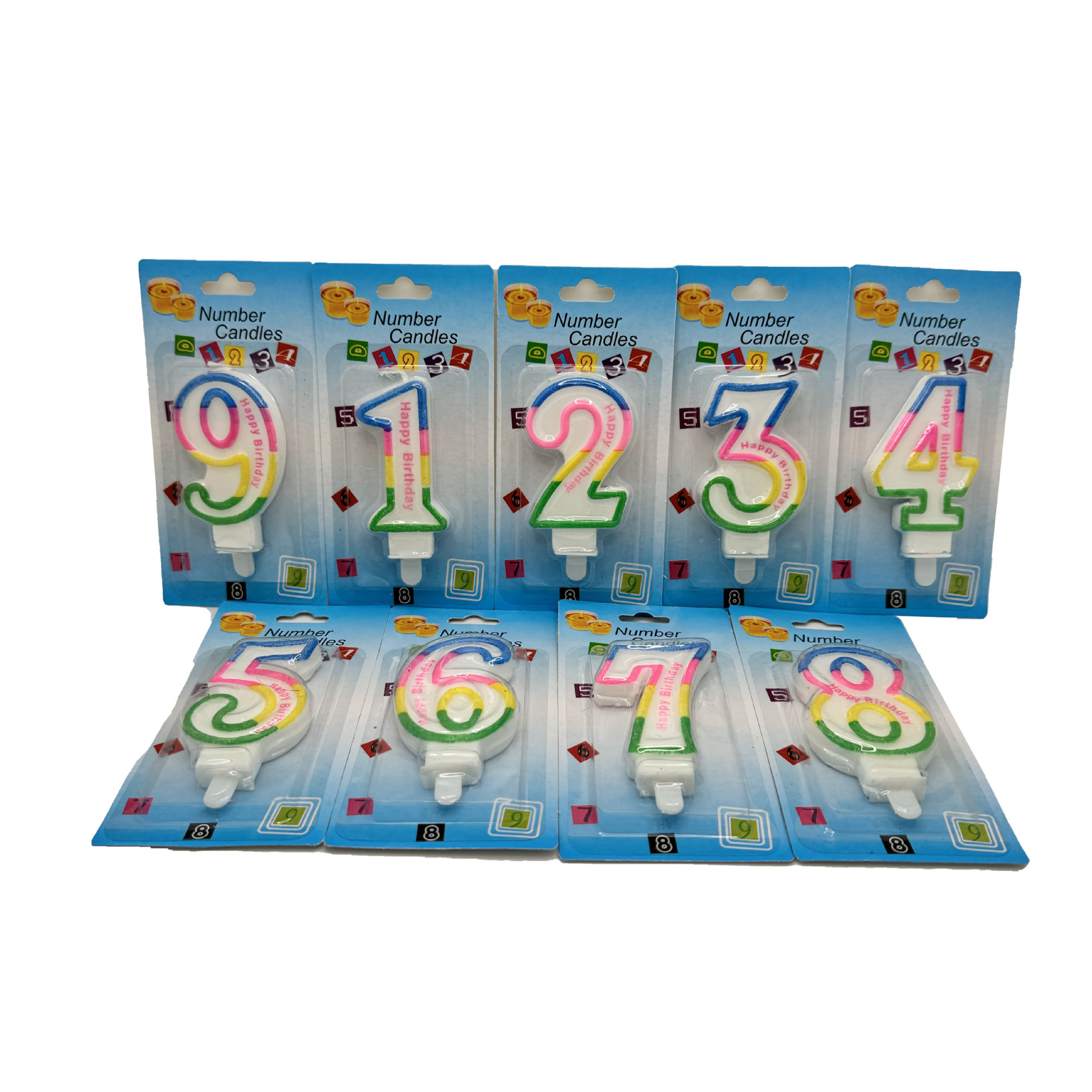 Comercio exterior transfronterizo exportación creativa de bordes de color vela digital feliz cumpleaños para niños horneado tarta digital decoración vela