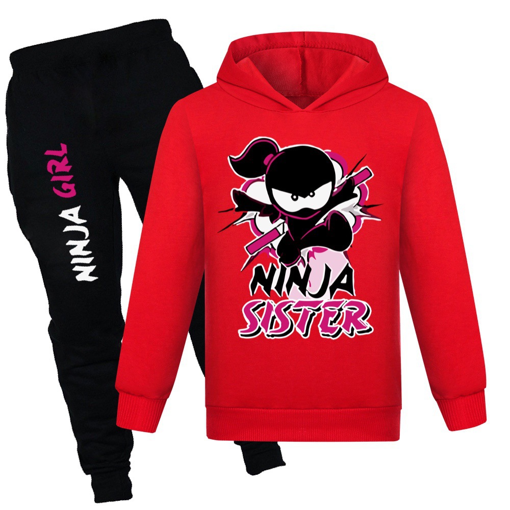 Ninja Kidz Vår Höst Mode Fritidskläder Pojkar och flickor Tröja+Casual Byxor Set_voghion.com
