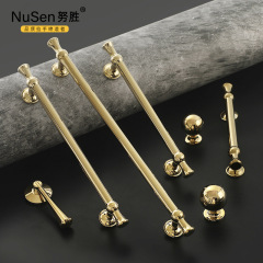 法式輕奢黃銅衣櫃拉手亮金色美式簡歐純銅抽屜單孔衣櫃門把手全銅