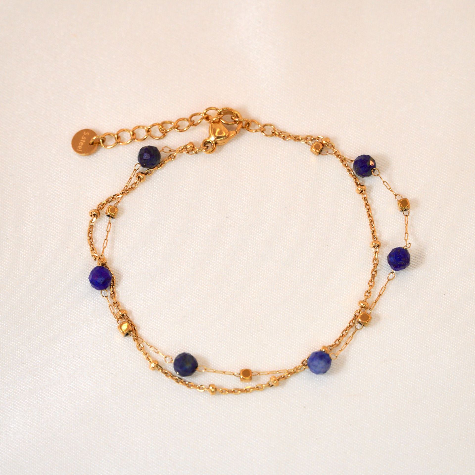 natural stone, Titanium Steel Material Simple Style Geometric Natural Stone Titanium Steel Bracelets In Bulk