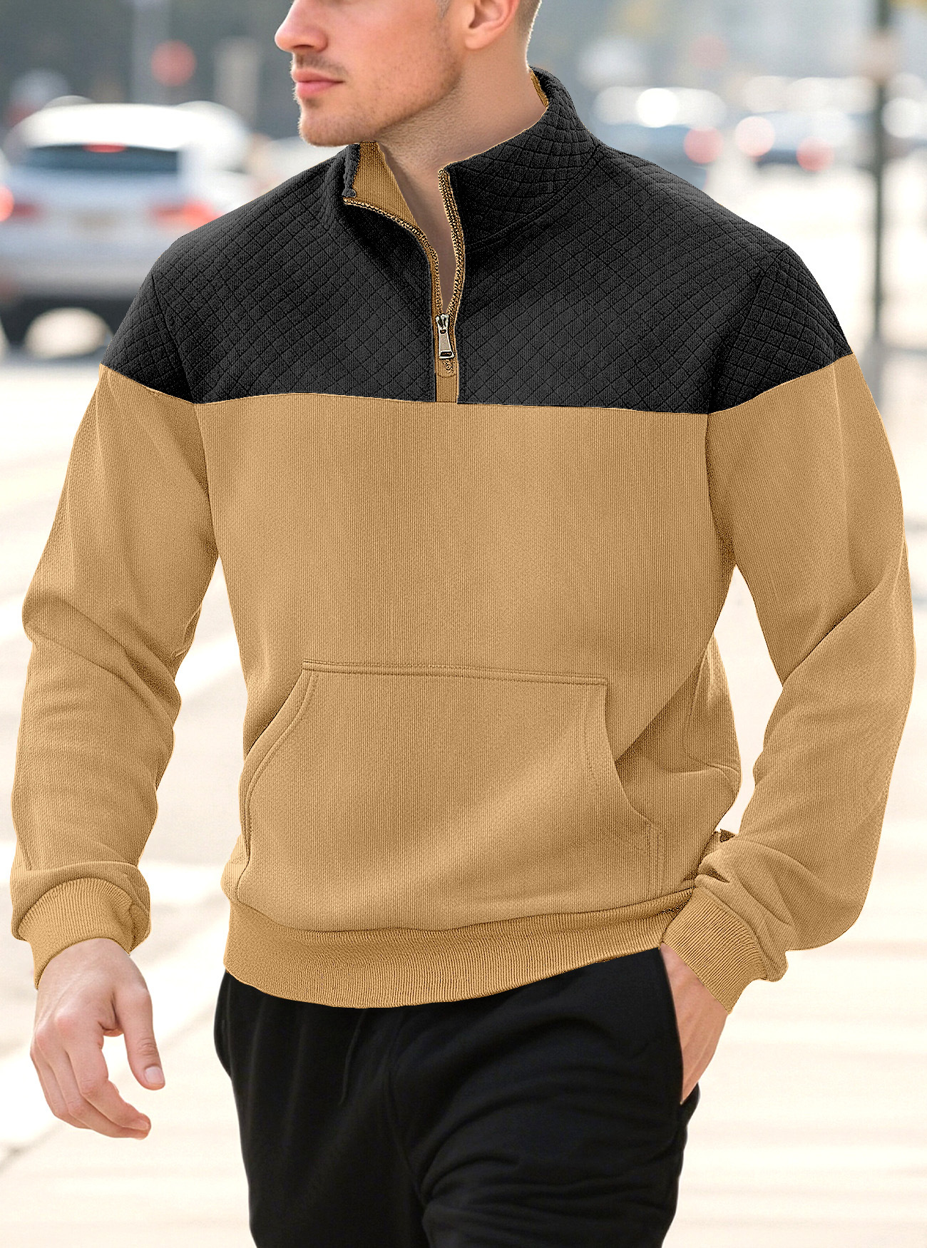 Explosiones transfronterizas de punto con cremallera simple 3D de manga larga polo de otoño de hombre grande polo de hombre