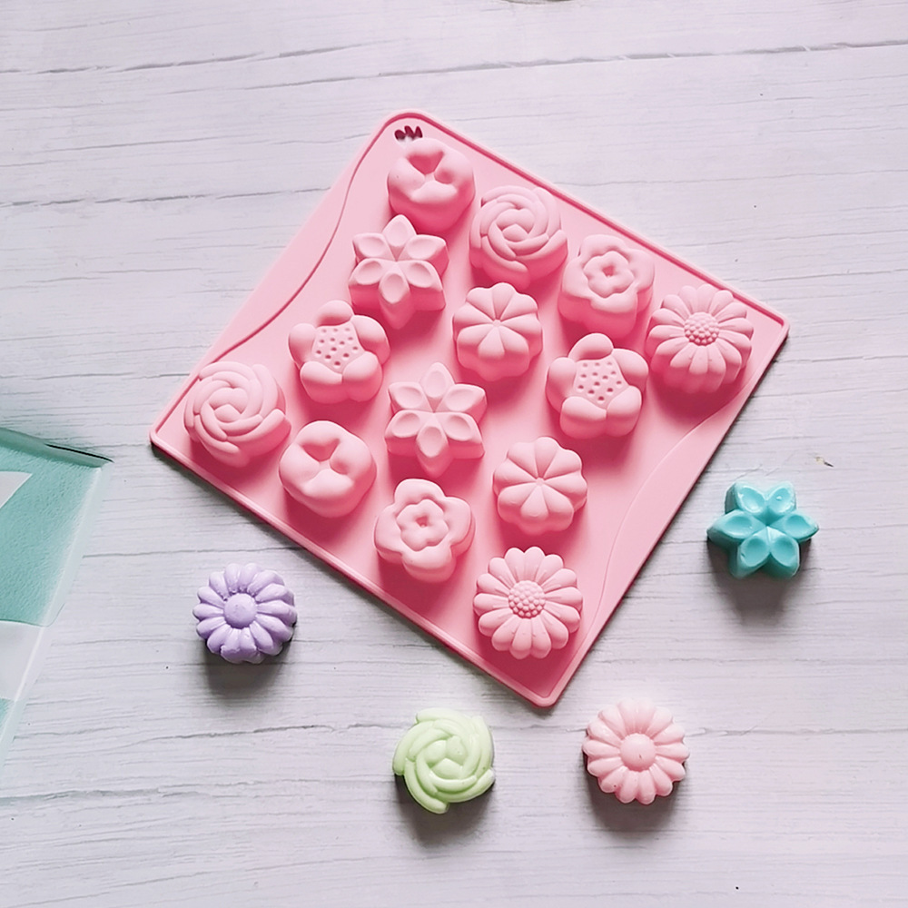 14 flores 60 molde de silicona pastel helado pudín molde de postre jabón utensilios