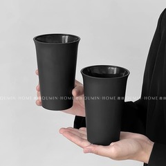 曜黒オープンカップ現代シンプルなグラス女性高級感軽贅沢家庭用飲水カップ茶カップコーヒーカップ
