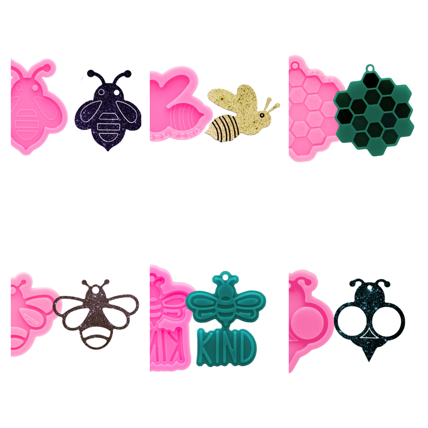 Bee-type silicone epoxy jewelry making keychain mold