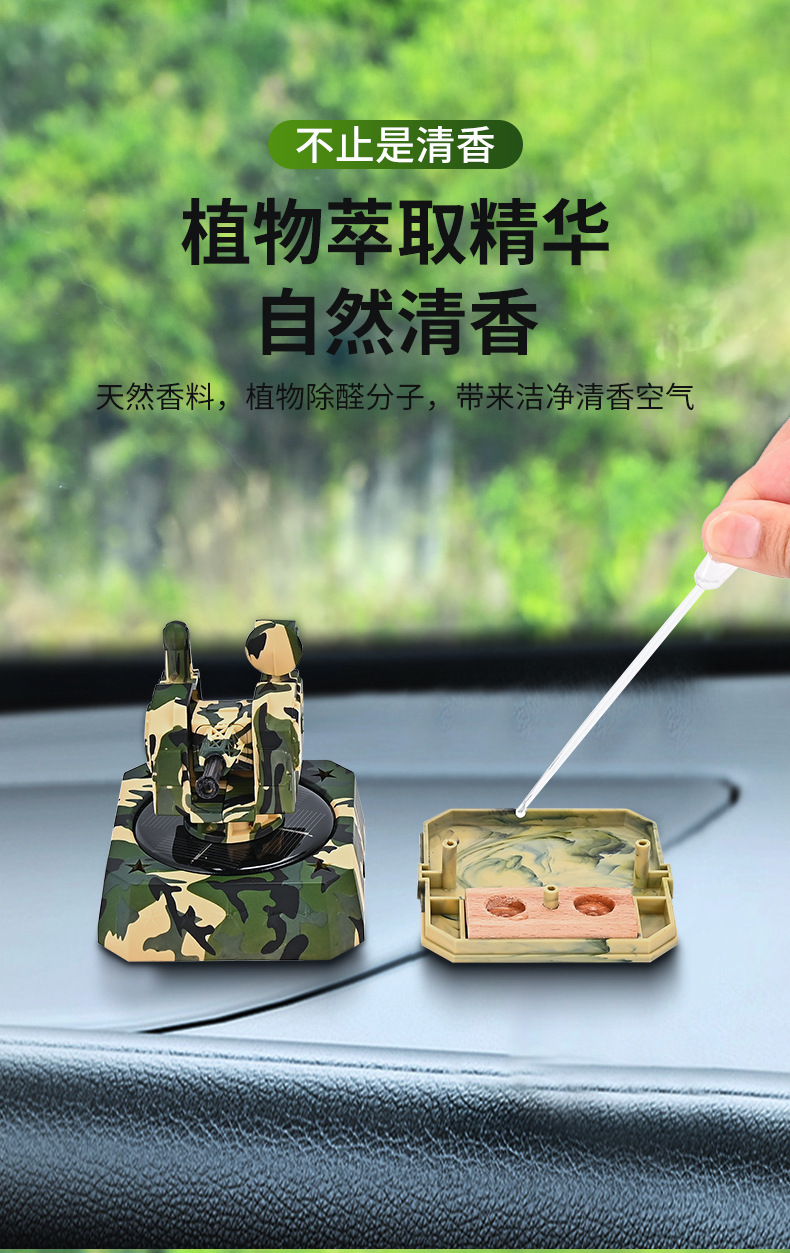 Car-mounted aromatherapy near anti-cannon solar rotating ornaments car perfume car center console lasting fragrance decoration