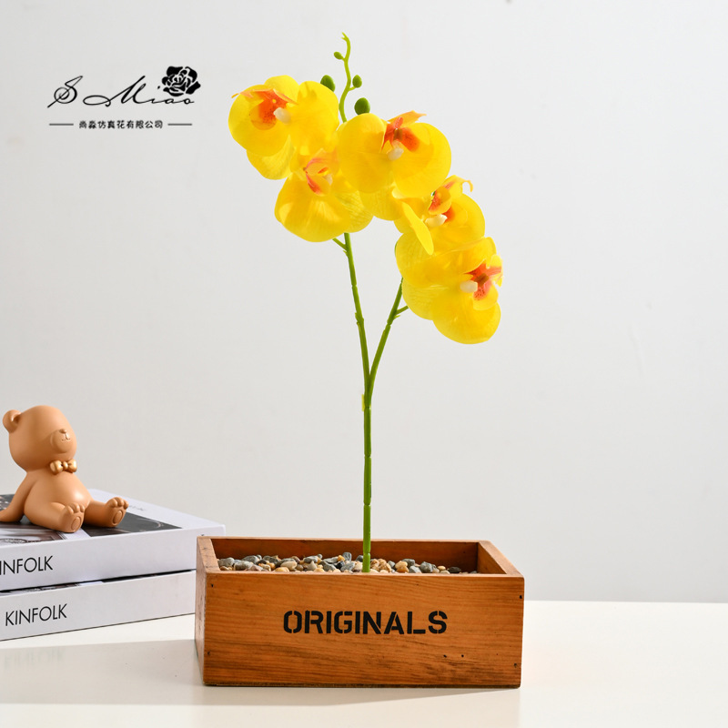 Flor falsa 5 flores 5 hojas sensación orquídea mariposa bonsai flor de alta calidad sala de estar decoración floral decoración de imitación maceta falsa