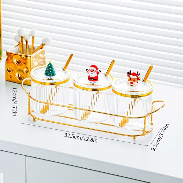 Carbon steel transparent seasoning 3 cans Christmas handle