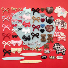 仿真电镀领结爱心小马植绒小熊diy塑料配件头饰手机壳洞洞鞋辅料