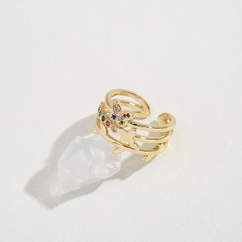 Retro Butterfly Copper Inlay Zircon Rings