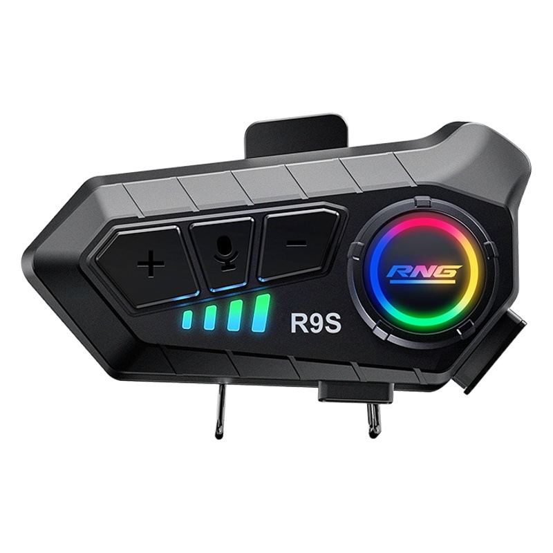 Casco de Motocicleta R9S de la Marca RNG con Auriculares Bluetooth, Resistente al Agua y al Polvo, RGB Colorido, Casco Integral con Luces RGB Deslumbrantes