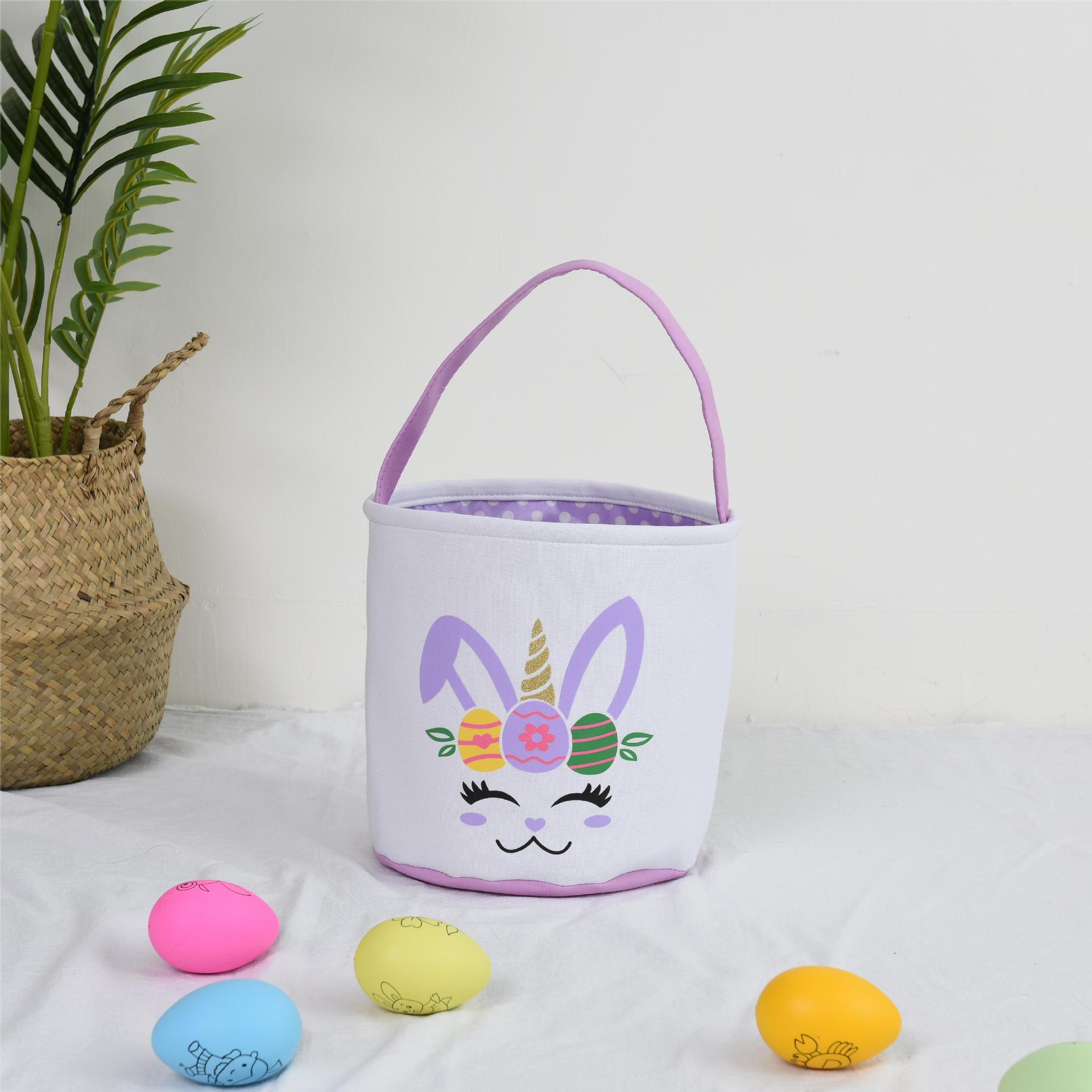 2024 nueva cesta de Pascua huevo decoraciones conejo de peluche cola de conejo cesta de almacenamiento cubo portátil al por mayor