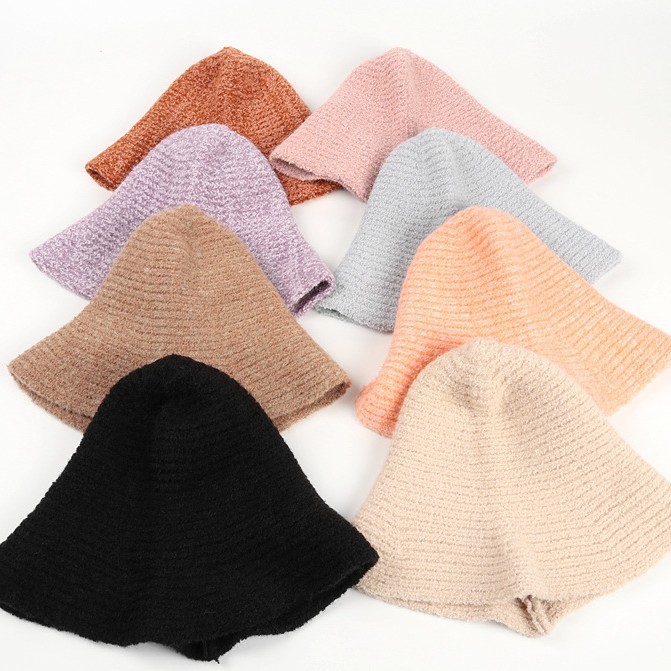 Cross-Border Popular Knitted Fisherman Hat Korean Style Autumn and Winter Witch Hat Pointed Woolen Hat Large Brim Bucket Warm Basin Hat for Women