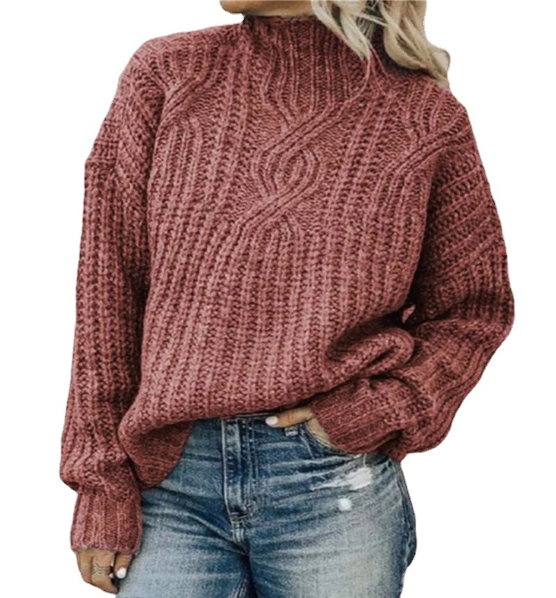 2025 Ropa europea y americana nuevo producto transfronterizo Amazon nuevo suéter de cuello alto para mujer jersey de punto trenzado image 6