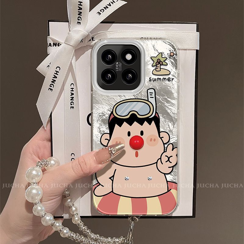 Suitable for Xiaomi 14pro Mobile Phone Case Advanced Sense Niche i13 with Hanging Chain 12 High-end Case Swimming Ring Red Nose Pang Tiger