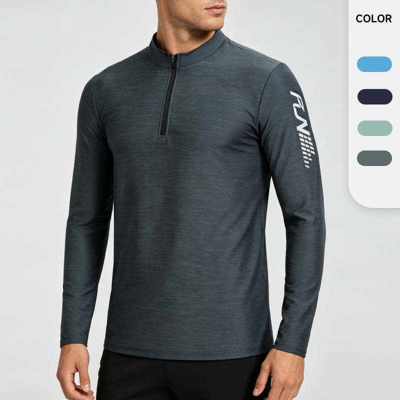 Otoño e invierno nuevos hombres media cremallera fitness manga larga slim fit deportes ropa de secado rápido baloncesto running fitness ropa deportiva