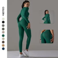 Йога-одежда, с длинным рукавом, комплект, нижнее белье для коррекции формы hips, общий зал для занятий спортом, спортивный костюм, европейский стиль, высокая талия, обтягивающие