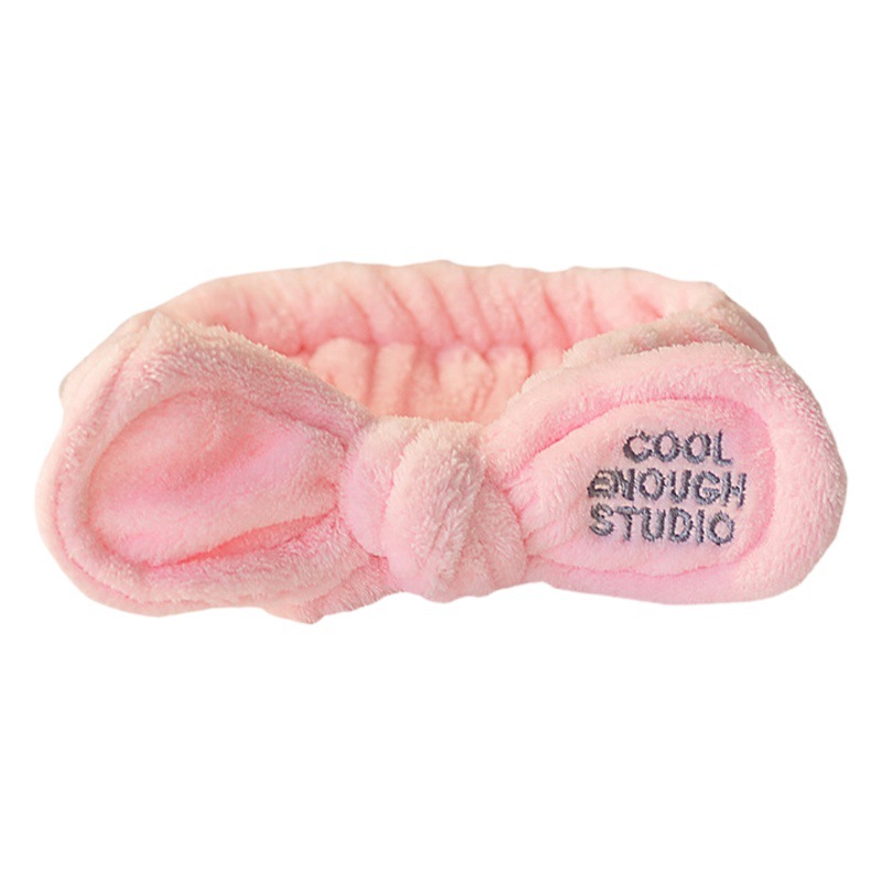 [Pequeño al por mayor] estilo coreano Super lindo bordado coral terciopelo arco yoga maquillaje cara lavado banda de pelo