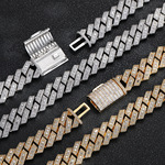 15mm几何菱形古巴链项链手链嘻哈个性锆石项链男女同款街头风饰品