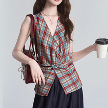 AH19设计感无袖挂脖背心纸样女装绑带修身收腰上衣打版