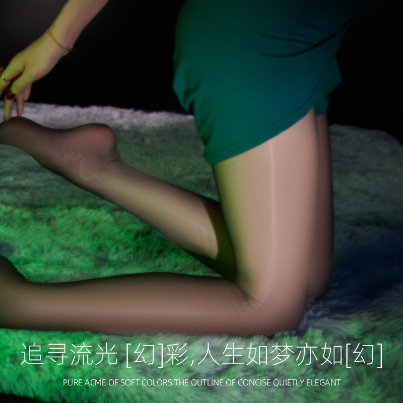 Sk Aurora Socks Sexy Stockings for Women, Glossy Oil-Silk Stockings, 512 Needle Ultra-Thin Seamless Pantyhose, Summer Black Silk Pure Desire