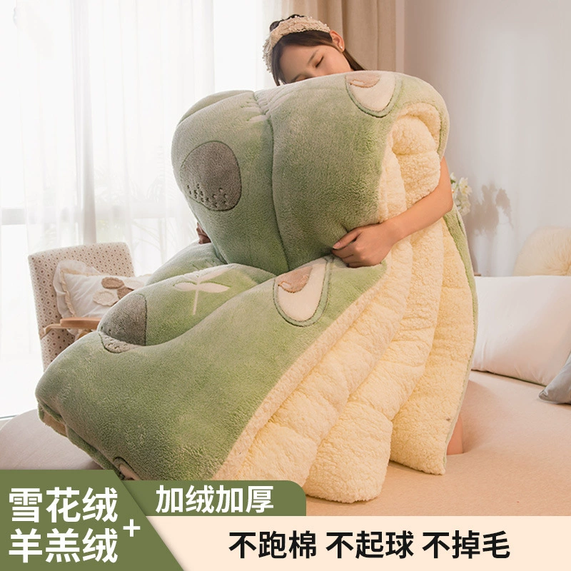 Одеяло из баранины, утолщенное зимнее одеяло, теплое молоко, коралловый бархат весной и осенью, одно одеяло в студенческом общежитии