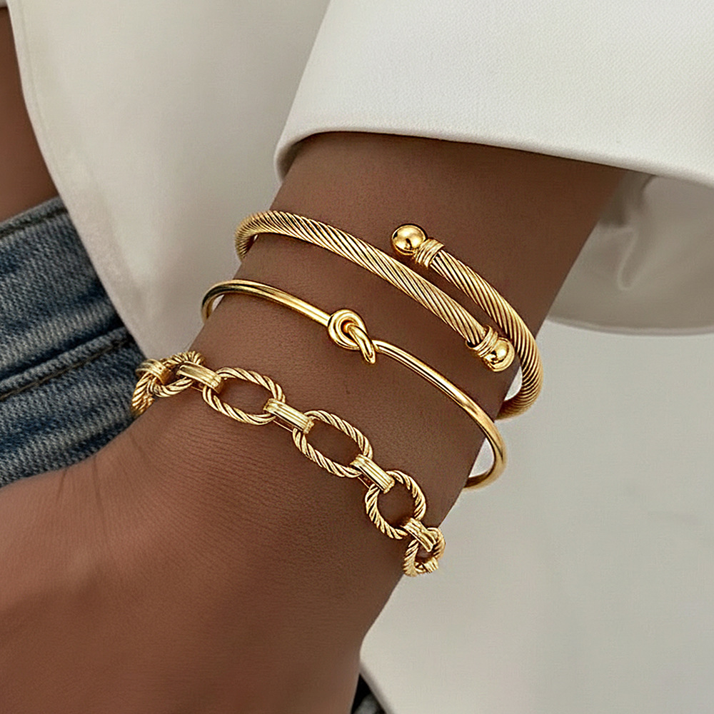 European and American Cross-Border Fashion Jewelry Set, Stainless Steel 18K Gold Niche Design Bracelet, Personalized and Versatile