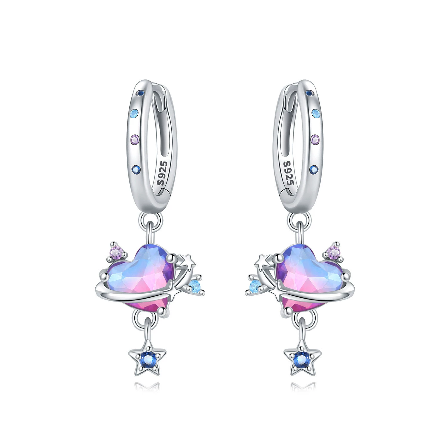 Fashionable universal earrings, silver 925 sample, European style
