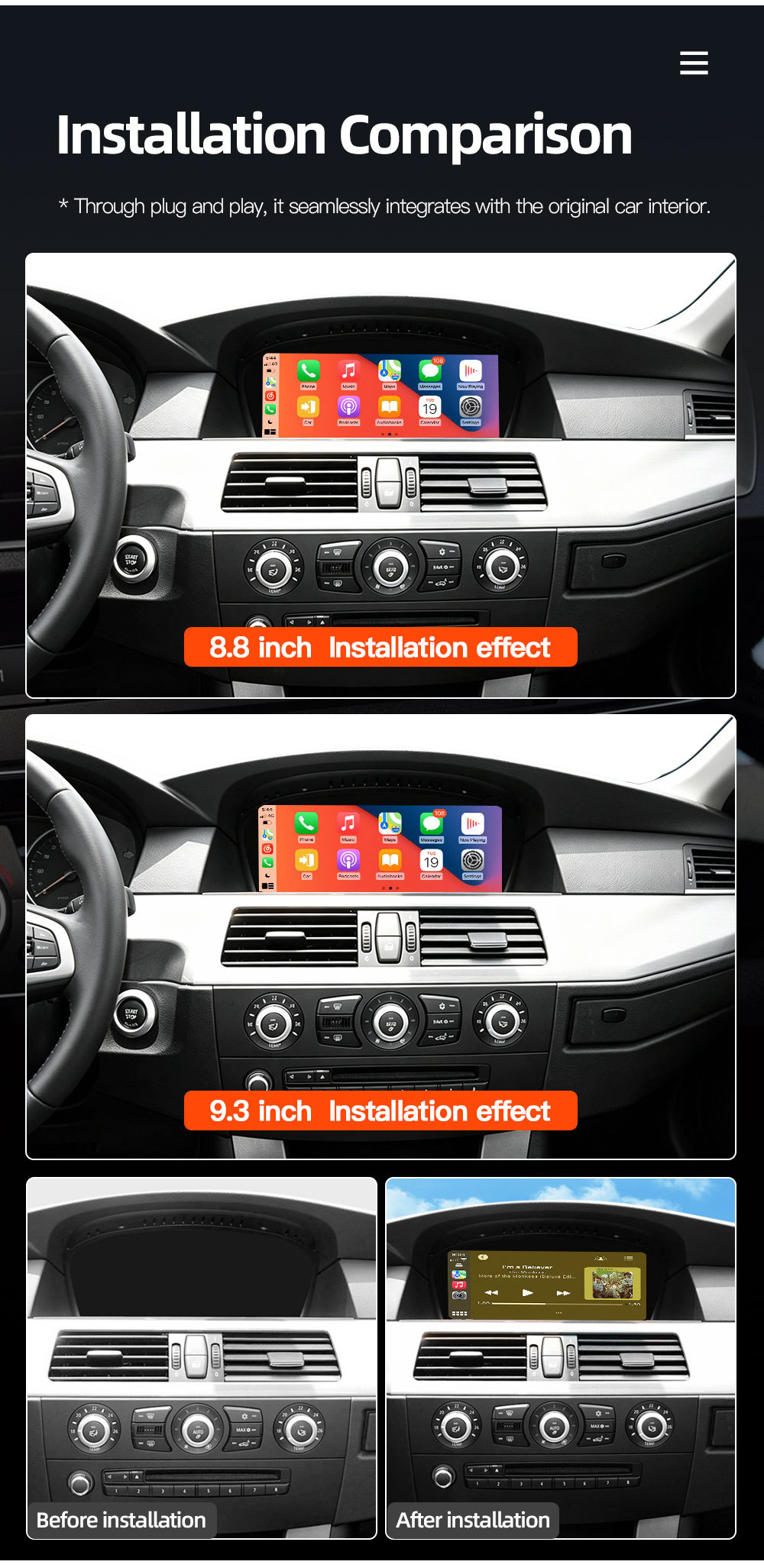 8.8inch Suitable for Bmw 5 Series E60 E61 E63 E64 Central Control Large Screen In-Car Gps Navigation All-In-One Device