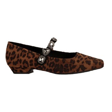 Versión de piel de oveja de la uva madre con el mismo temperamento pequeño cuadrado amor cinturón de diamante superficial zapatos de leopardo de mujer zapatos planos