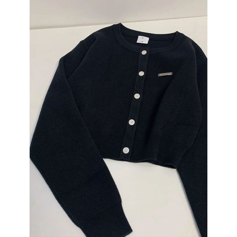 회색 틈새 짧은 캐주얼 카디건 재킷 여성의 2024 년 새로운 폭발 봄과 가을 슬림핏 슬림 긴팔 스웨터