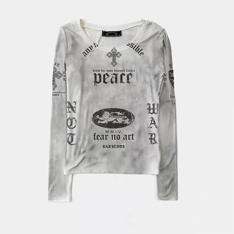 Badblood BCAC serie hacer vieja camiseta delgada impresión retro camiseta de manga larga camiseta de chica caliente superior