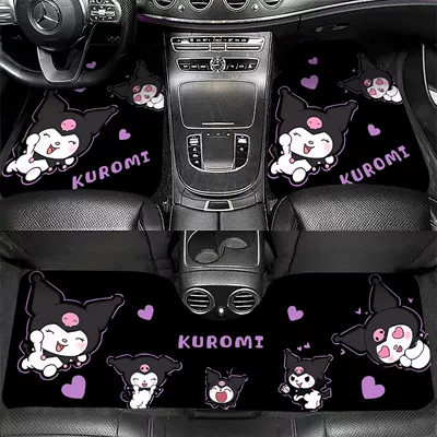 cute and dirt-resistant, durable | Avtomobil döşəmə paspasları - zx-cute-kuromi-5060crystal-velvet-with-dot-plastic-sole-for-the-front-foot