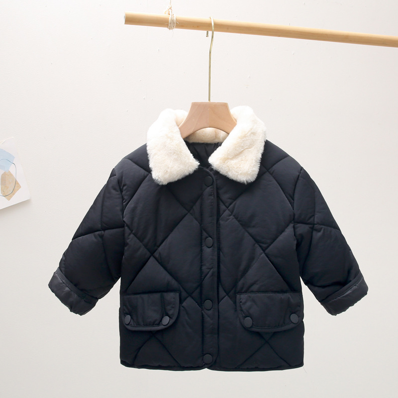 Otoño e invierno nuevos niños Abrigo acolchado de algodón para niños y niñas Cuello de piel engrosado abrigo cálido abrigo de algodón para niños de estilo coreano