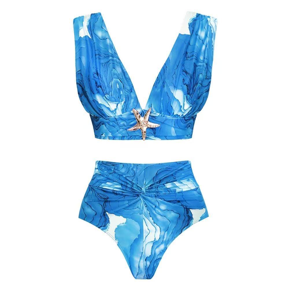 Set de Bikini de Tres Piezas en Poliéster con Estampado Digital para Playa y Natación