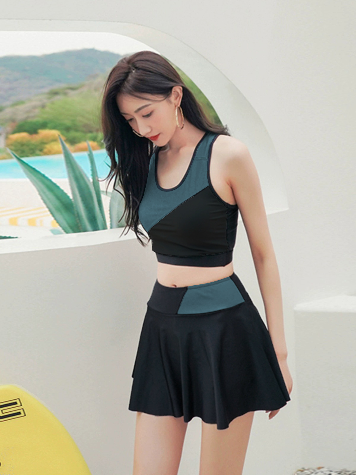 Traje de baño de dos piezas de las mujeres de aguas termales puro deseo estilo de dos piezas conjunto popular boxeador conservador 2024 nuevo traje de baño